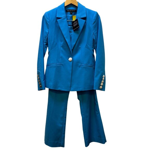 NWT Boston Proper Blue Blazer & Pants Set Size 4 With Gold Button Details - Picture 8 of 11
